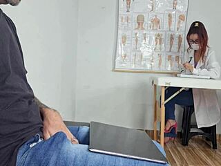 Public penis exhibition turns into risky nurse reception handjob ending in mouth cumshot