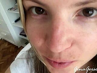 skinny teen blonde homemade tongue saliva throat fetish play
