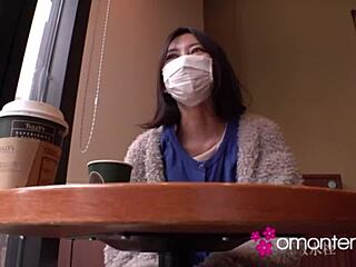 mayumi flashes hairy wet pussy bent over in doggystyle exhibition