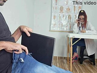 Public penis exhibition turns into risky nurse reception handjob ending in mouth cumshot