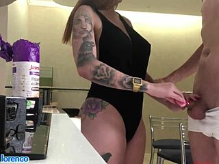 brazilian brunette in see-through begs for creampie lunch on my cock