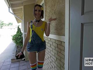 hey, colorful babe andi rye bounces on boss cock wildly