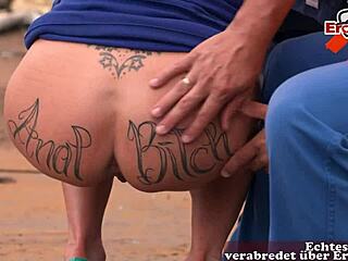 German Big Tits Redhead Milf Outdoor Anal Threesome