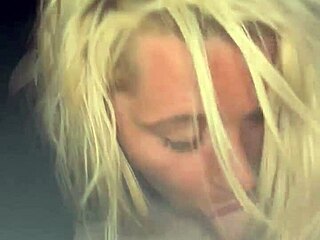 pretty hooker deepthroats car blowjob spits cum sucks back