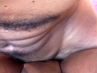 Sexy ebony teen sucks dick deep then rides sensual doggy cum on pussy