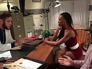 ebony wife gets dominated by doctor while cuckold watches