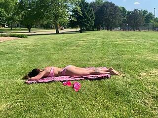 pov: deepthroat the creep spying on dakota marr sunbathing outdoors?