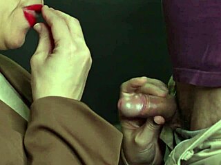 Office handjob blowjob ends with massive facial cumshot