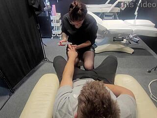 manicurist skips nails grabs my cock for rough deepthroat facefuck and sloppy blowjob