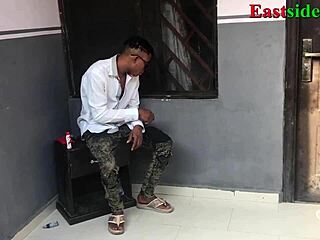 Chubby ebony bends over for BBC creampie outdoors