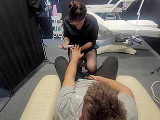 manicurist skips nails grabs my cock for rough deepthroat facefuck and sloppy blowjob