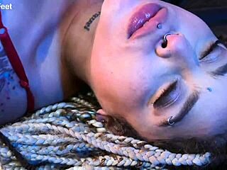 Latina Redhead Gags on Cock Choking Deepthroat Feet Worship