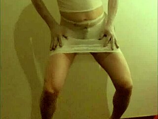 Crossdresser Maria White Nylon Pantyhose High Heels