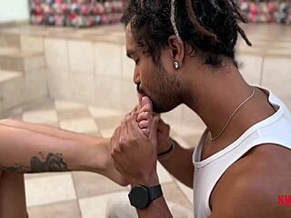 latina slut uses bare feet for footjob then rides pov till covered