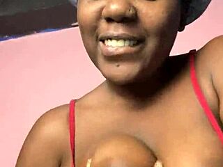 She loves her saggy natural tits in self balloon play