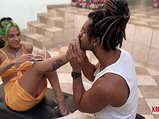 latina slut uses bare feet for footjob then rides pov till covered