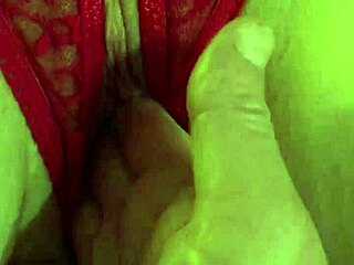 Wanna see my shaved wet pussy fingered in red thong?