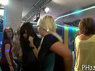 club sluts strip and suck cocks before rough group pounding