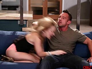 Blonde Lilly Lit swallows big cock then rides it hard