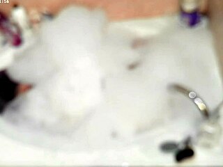 solo boy bubbles up naked in bath playing with feet fetish