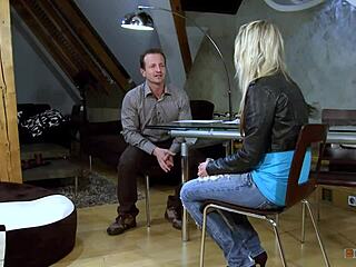 Petite Blonde Licks Cum Off Cock After Amazing Cowgirl Ride!