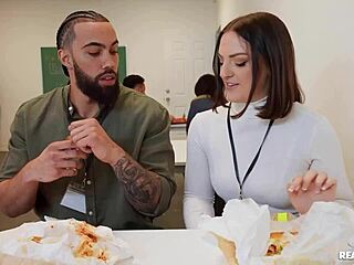 brunette gags on cock before reality pussy pounding