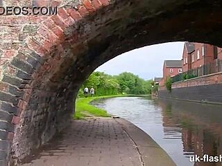 chubby british milf flashes fat ass and belly publicly as kinky exhibitionist