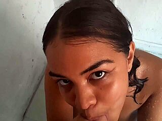 Pervy stepsis sucks cock in stepmom's shower rough