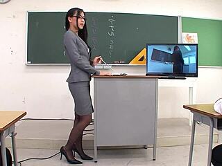 Skinny Nympho Teacher Fucked Double Creampie in Classroom by Students!