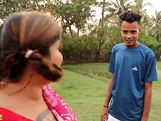 Beautiful Indian village girl bent over doggystyle creampie big tits outdoor hardcore