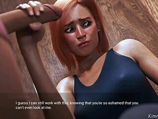 shy redhead slut jerks disabled man's small cock in store dressing room