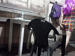 Colombian madrastra seduces horny hijastro with wet pussy flashing homemade casting massage