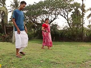 Beautiful Indian village girl bent over doggystyle creampie big tits outdoor hardcore