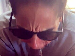 Lightskin ebony teen slut blows BF's friend facial cumshot