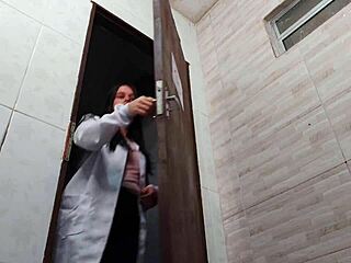 Nurse rips off condom for bareback bang with asian doctor in hospital bathroom now!