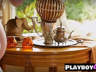 Amazing Milf Sways in Red Lingerie Before Ripping Clothes for Striptease!