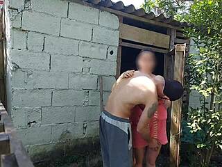A married woman asks the farm caretaker for shower help wearing just a towel and pays with hot sex.