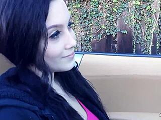 black hair teen with saggy natural tits picked up fucked doggystyle cowgirl by older guy