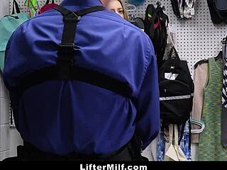 milf thief fucked hard then freed by garage guard