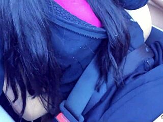 black hair teen with saggy natural tits picked up fucked doggystyle cowgirl by older guy