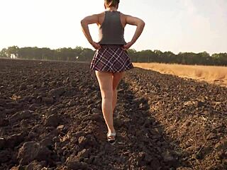 Schoolgirl's Miniskirt Upskirt Flashes Full Back Panties on Hidden Outdoor Cam