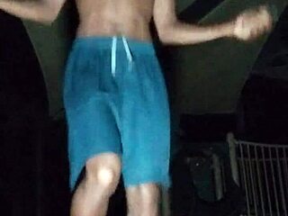 Skinny Fitness Roommate Works Out In Dorm