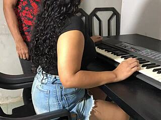 Curvy Colombian Roommate Shakes Huge Ass In Tight Skirt During Hot Dorm Lessons