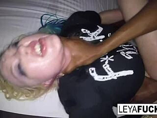 snowy street hooker bends for interracial anal cumshot from pimp