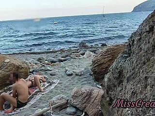 2 flashing pussy fingering groping public beach risky squirt hidden cam misscreamy