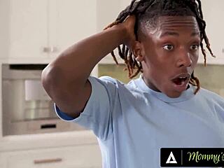 whoa, stepmom danielle renae secretly breeds with stepson... interracial creampie action!